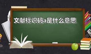 文献标识码a是什么意思 文献标识码是什么意思