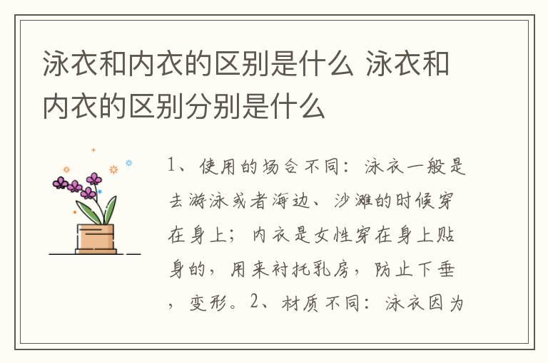 泳衣和内衣的区别是什么 泳衣和内衣的区别分别是什么