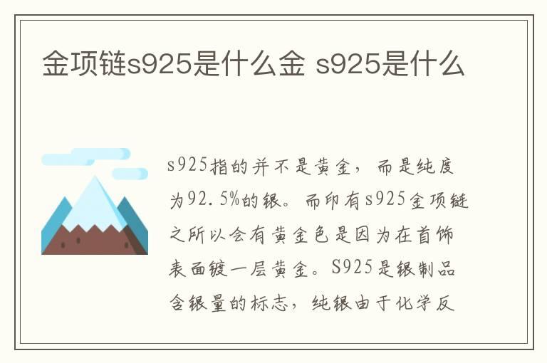 金项链s925是什么金 s925是什么