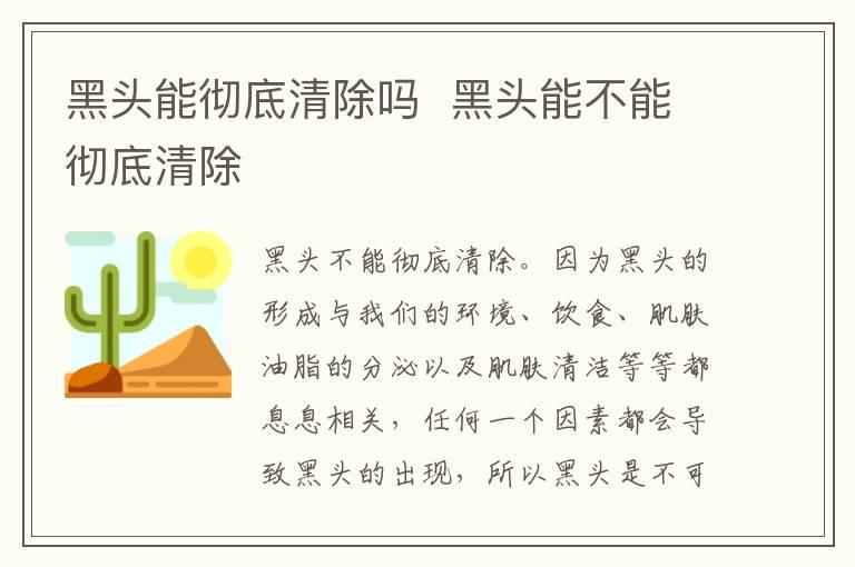 黑头能彻底清除吗  黑头能不能彻底清除