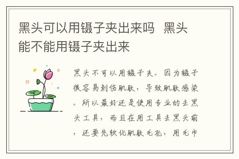 黑头可以用镊子夹出来吗  黑头能不能用镊子夹出来