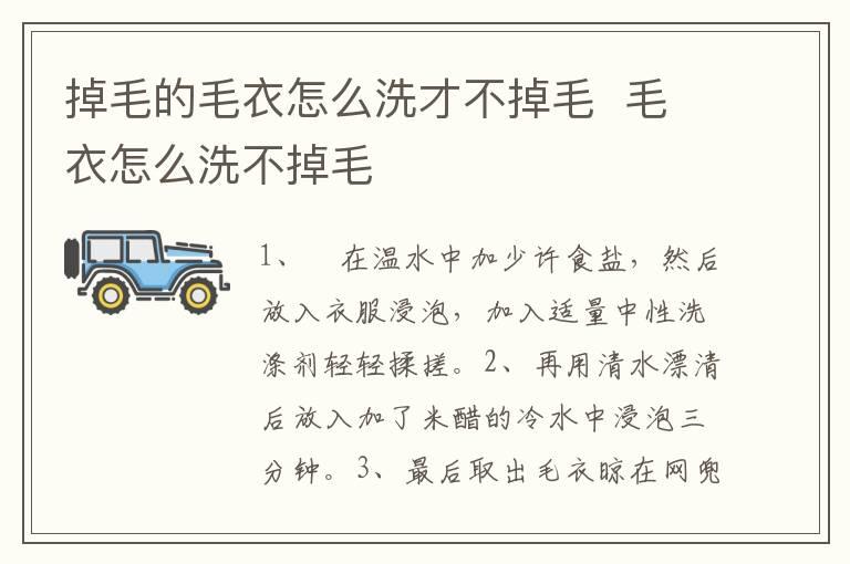 掉毛的毛衣怎么洗才不掉毛  毛衣怎么洗不掉毛