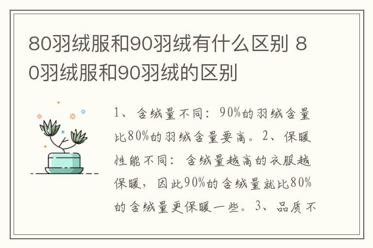 80羽绒服和90羽绒有什么区别 80羽绒服和90羽绒的区别