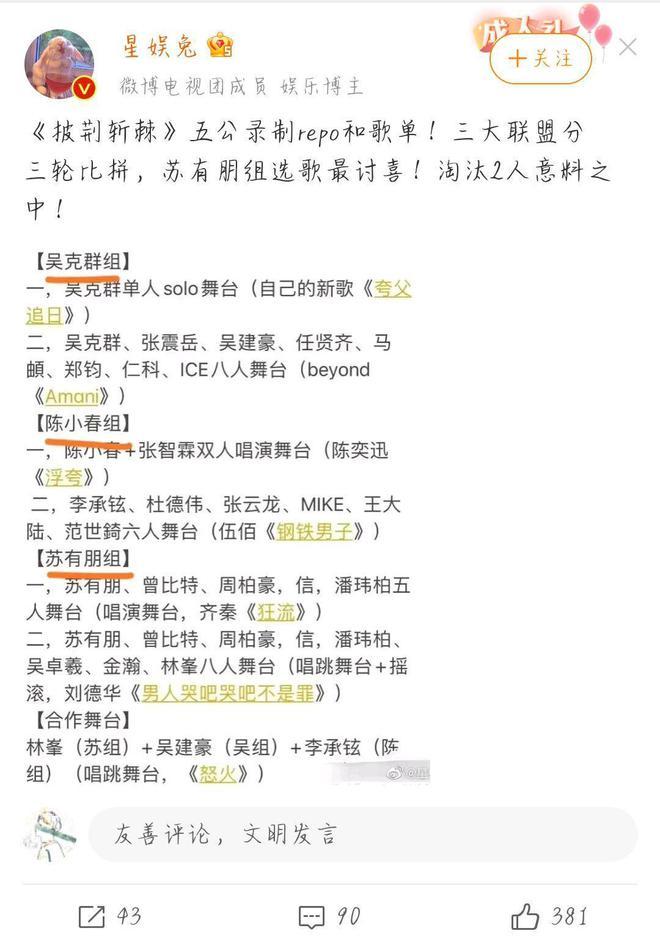 《披哥2》五公歌单曝光，张智霖陈小春当场剃头，网传两人遭淘汰