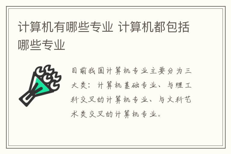 计算机有哪些专业 计算机都包括哪些专业